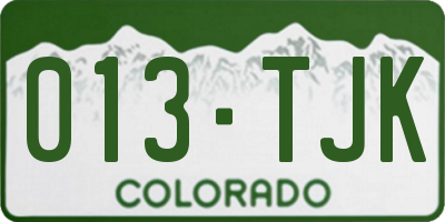CO license plate 013TJK