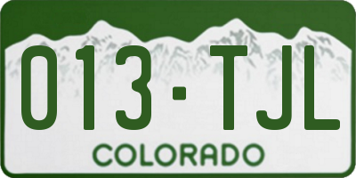 CO license plate 013TJL