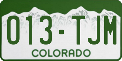 CO license plate 013TJM