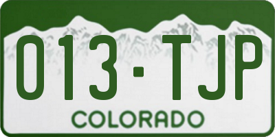 CO license plate 013TJP