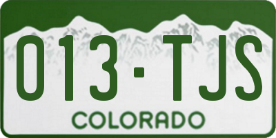 CO license plate 013TJS