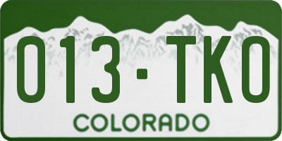 CO license plate 013TKO