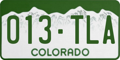 CO license plate 013TLA
