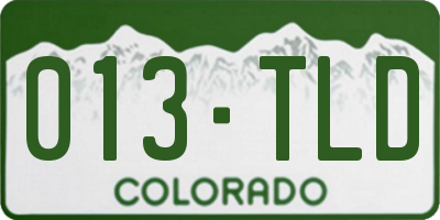 CO license plate 013TLD