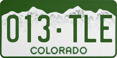 CO license plate 013TLE