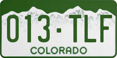 CO license plate 013TLF