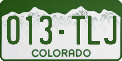 CO license plate 013TLJ