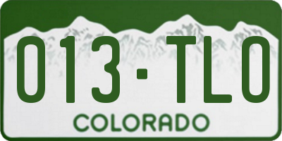 CO license plate 013TLO