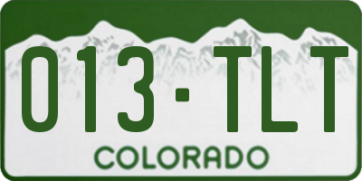 CO license plate 013TLT