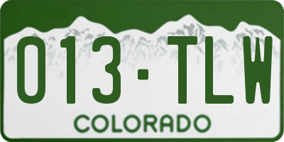 CO license plate 013TLW