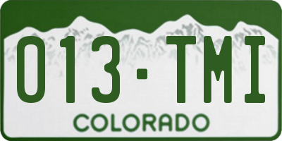 CO license plate 013TMI