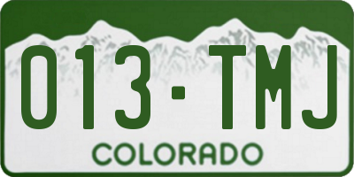 CO license plate 013TMJ