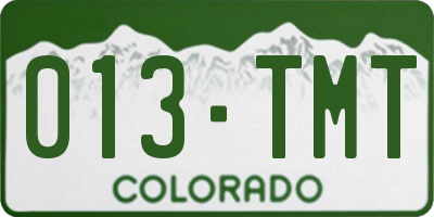CO license plate 013TMT