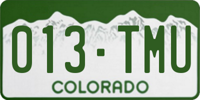 CO license plate 013TMU