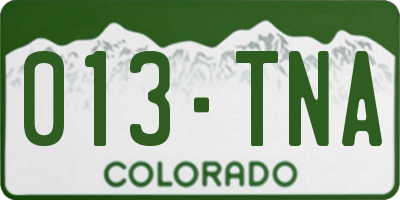 CO license plate 013TNA