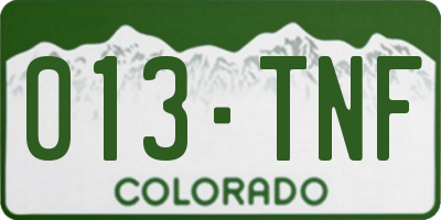 CO license plate 013TNF