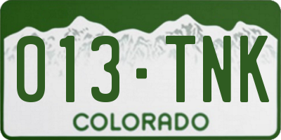 CO license plate 013TNK