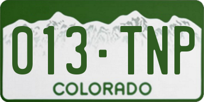 CO license plate 013TNP