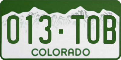 CO license plate 013TOB
