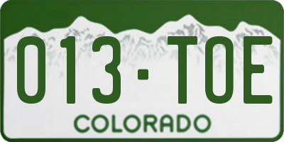 CO license plate 013TOE