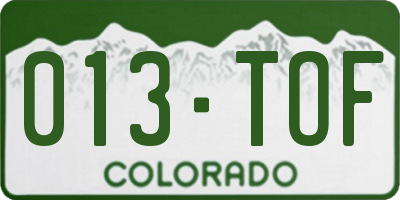 CO license plate 013TOF