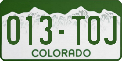 CO license plate 013TOJ