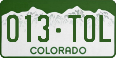 CO license plate 013TOL