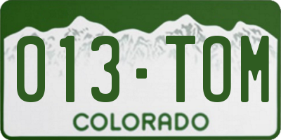 CO license plate 013TOM
