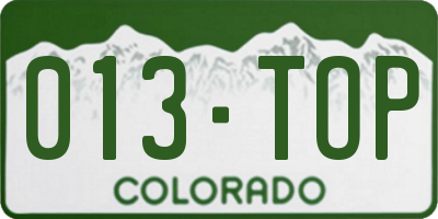 CO license plate 013TOP