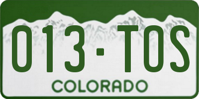 CO license plate 013TOS