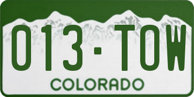 CO license plate 013TOW