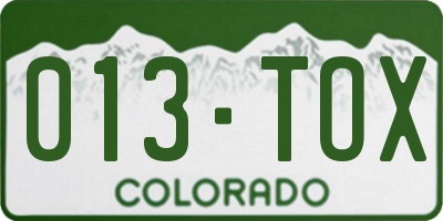CO license plate 013TOX