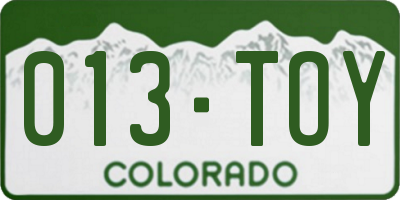 CO license plate 013TOY