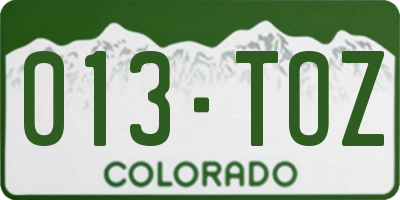 CO license plate 013TOZ