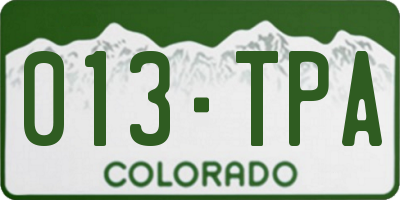 CO license plate 013TPA