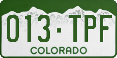 CO license plate 013TPF