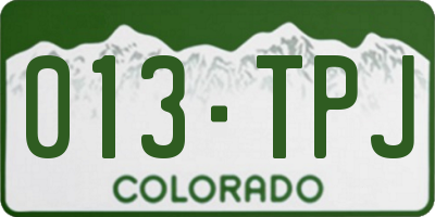 CO license plate 013TPJ