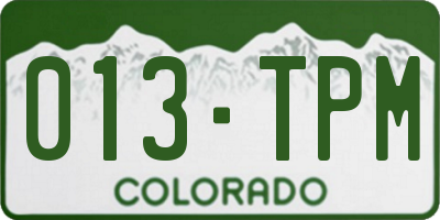 CO license plate 013TPM
