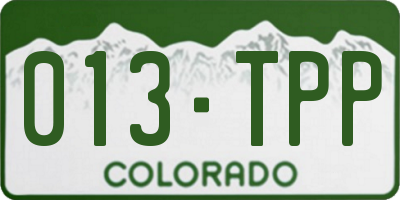 CO license plate 013TPP