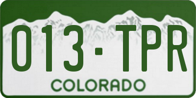CO license plate 013TPR