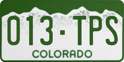 CO license plate 013TPS