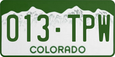 CO license plate 013TPW
