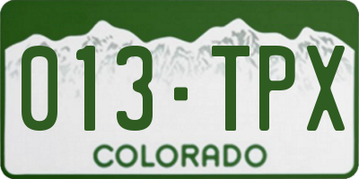 CO license plate 013TPX
