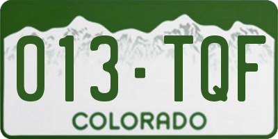 CO license plate 013TQF