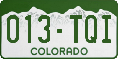 CO license plate 013TQI