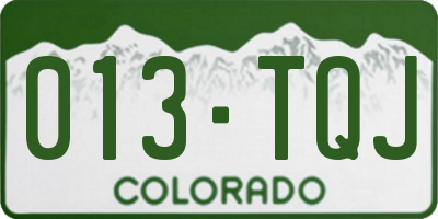CO license plate 013TQJ