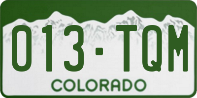 CO license plate 013TQM