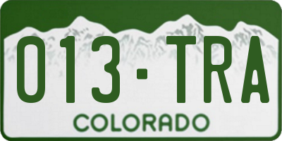 CO license plate 013TRA