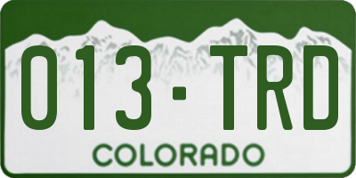 CO license plate 013TRD