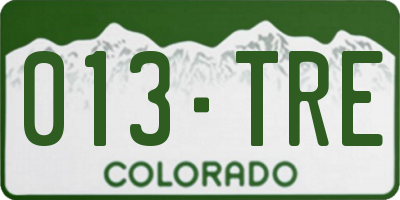 CO license plate 013TRE